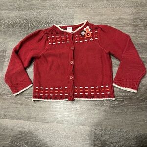 Gymboree Vintage Floral Burgundy Long Sleeve Cardigan Girls Size 5